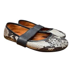 Gentle Souls Gabby Women 7 Leather Snake Print Mary Jane Slip On Flats Ballet